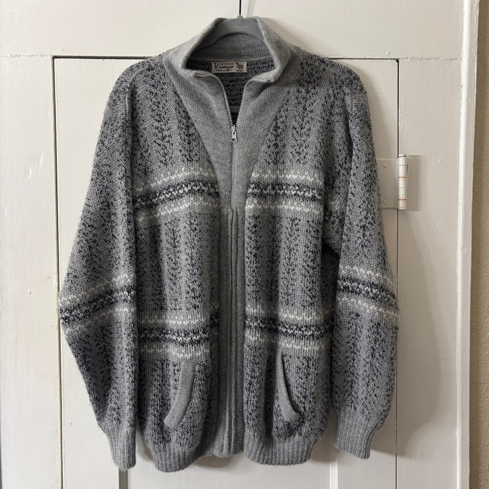 Vivanco Artesania 100% Baby ALPACA Made in Peru Men’s Zip-Up Sweater